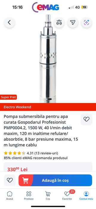 Vând pompă submersibila de grădină gospodarul