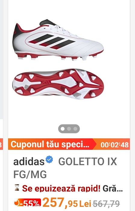 Ghete fotbal cu crampoane  Adidas copii m 31