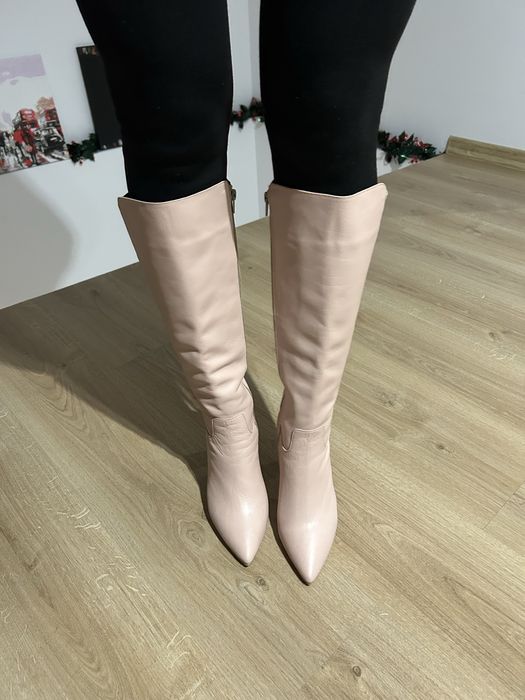 Cizme din piele naturala roz, marimea 38