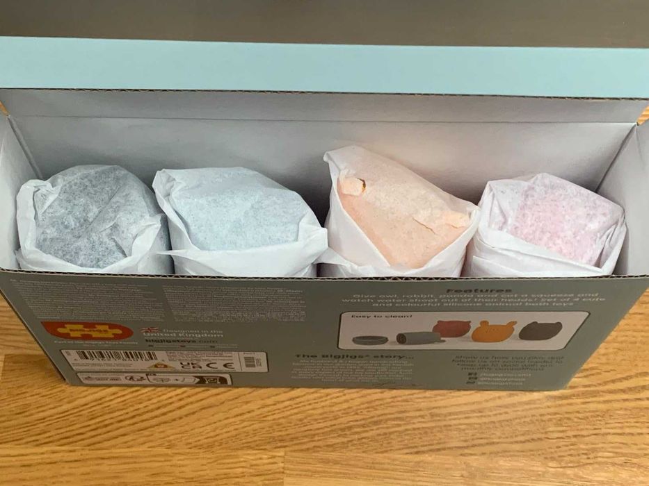 Bigjigs Toys Силиконови животни за баня - 4 бр за бебета и деца 3+ мес