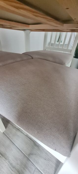 Masa + 4 scaune, alb/ Orrsta gri, 120/180 cm