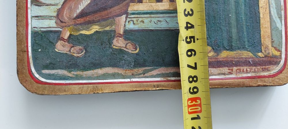 Icoana veche pictata manual pe lemn.