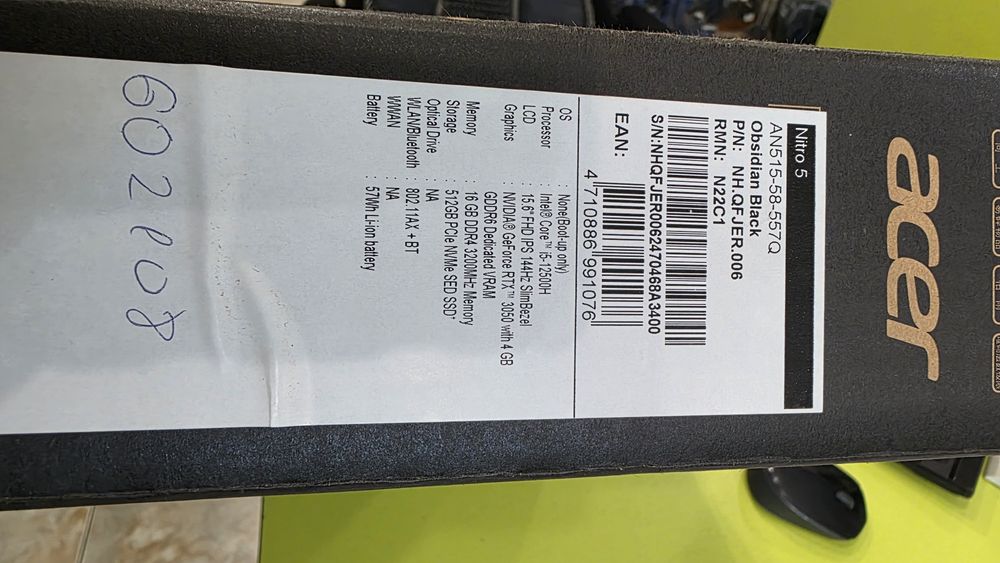 Ноутбук Aser nitro Core i5