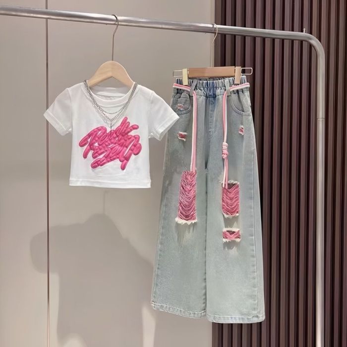 Джинсы с топом для девочек подростков