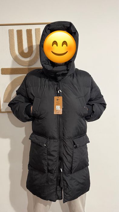 Geacă lungă de iarnă, neagră – NOUĂ cu etichetă