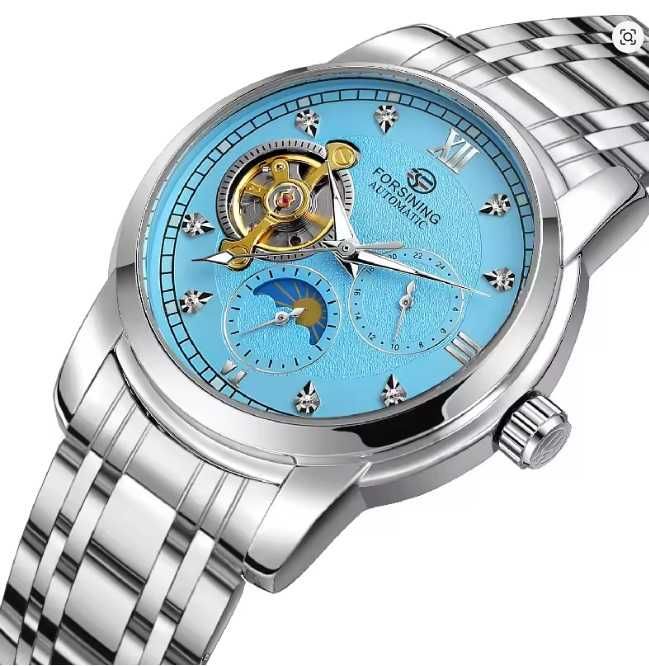 FORSINING Tourbillon Automatic 24h A Dress Business Stainless Steel