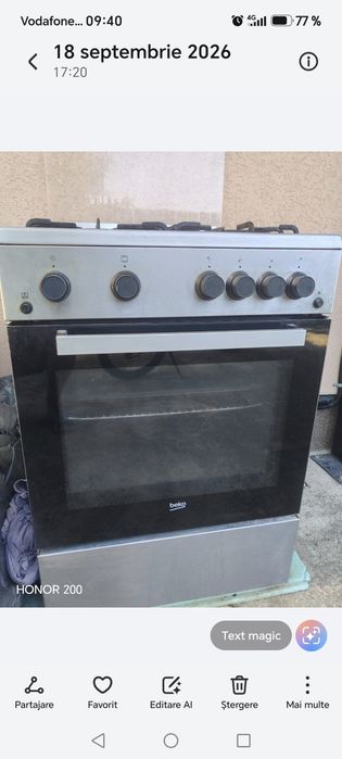 Set Aragaz integral pe gaz + Hotă 60 cm BEKO, Inox