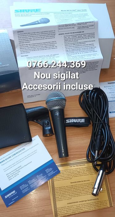 Microfon Shure BETA 58 A cu fir NOU SIGILAT profesional supercardioid