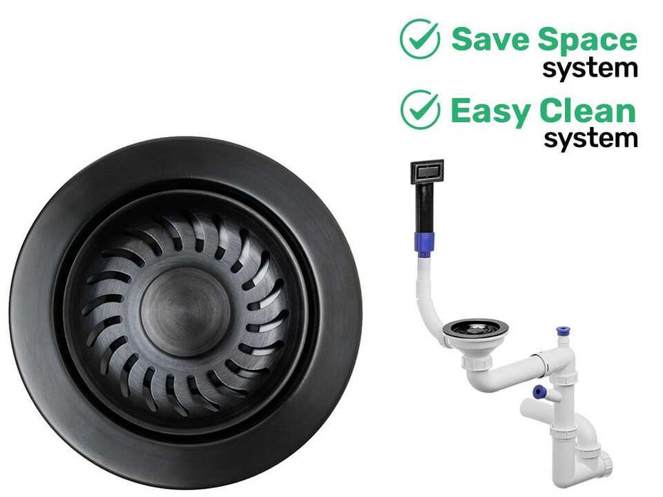 Черна Графитна гранитна мивка + титаниеви ак –нов цвят з модерна кухня