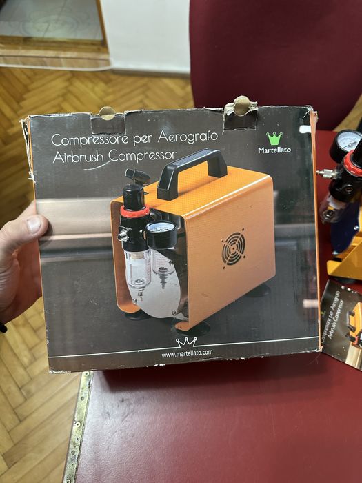 Compresor aerograf Martellato DECOMP 7 – silențios, compact, cu regulator ideal pt horeca  cofetarie patiserie