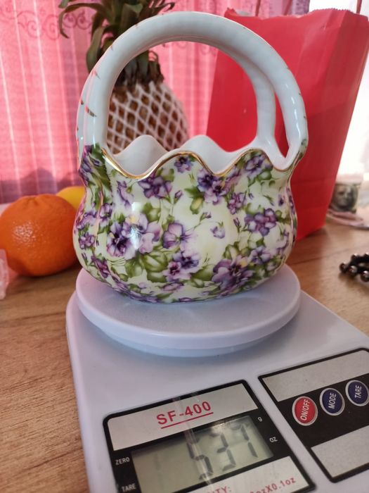 Вазочка Баум Бразерс стиль анютины глазки фарфор ручная роспись