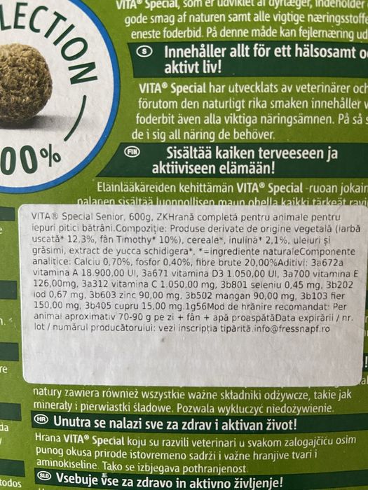 Mâncare iepuraș senior