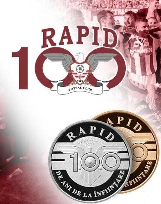Ediție Limitată Medalie 100 Ani Rapid Monetăria Statului Tiraj 390 buc