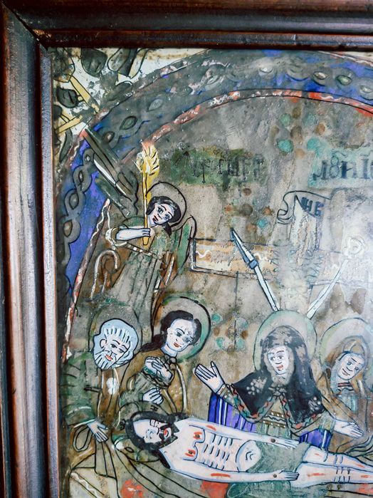 Icoană veche pe sticlă – Învierea Domnului – zona Transilvania