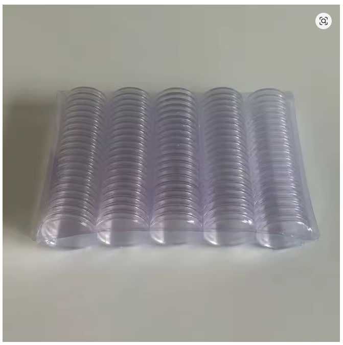 100 capsule din plastic pentru protejarea monedelor. 25, 27 și 30 mm.