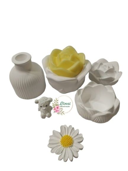 Гипсови вазички, свещички, кутийки за бижута