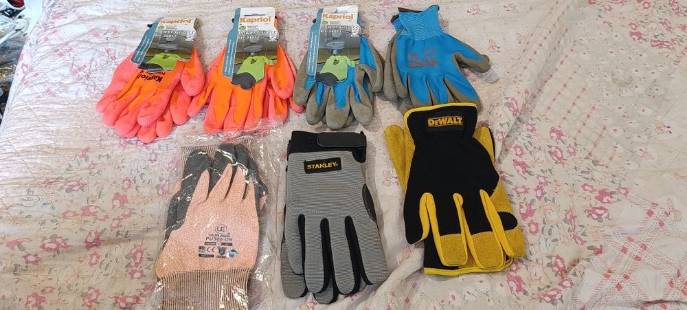 Lot 7 perechi Mănuși de Protecție NOI (DeWalt, Stanley, Kapriol, UCi) – Mărimi 9-10