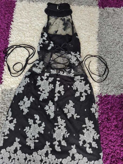 Rochie midi de ocazie, insertie brodata, marime 36/38