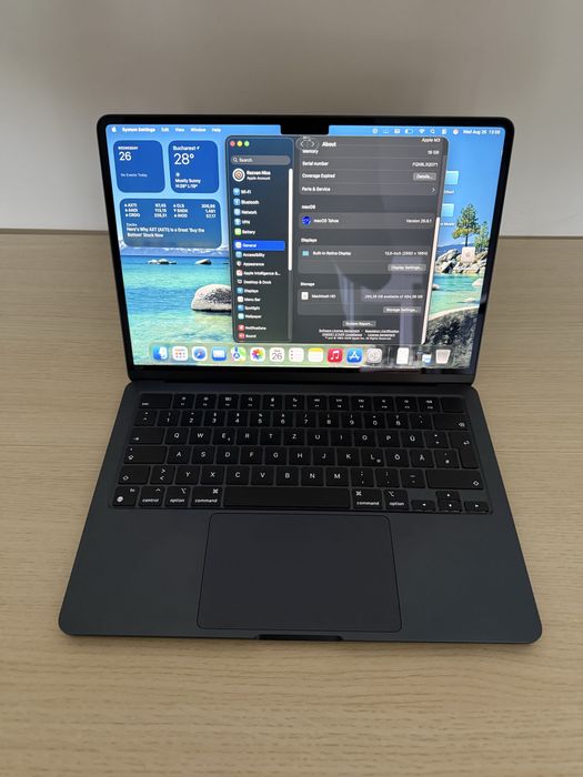 MacBook Air 13 M3 / 13" / 16GB / 512GB SSD / Midnight Blue / Baterie 100% / Impecabil