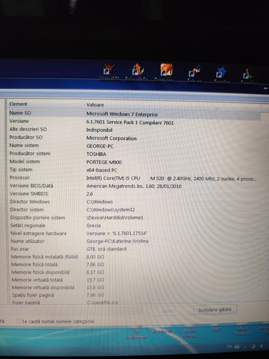 Laptop Toshiba Portege M900 - 8GB RAM - Ideal pentru Office / Școală