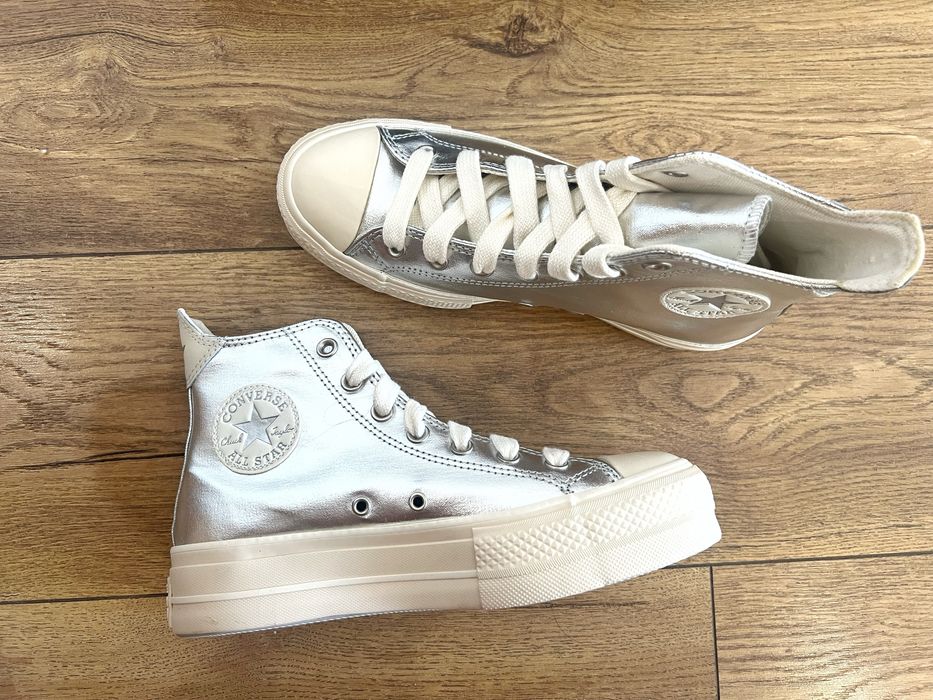 Converse оригинал кеды ботинки конверс серебро