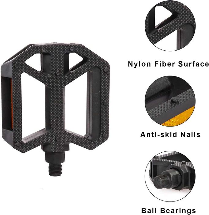 Pedale bicicletă AVASTA ax oțel cu reflector, anti-alunecare Set de 2