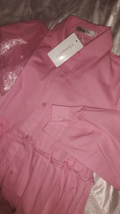 Очень красивое длиное платье розовый хлопок лёгкий на лето Пекин фабри