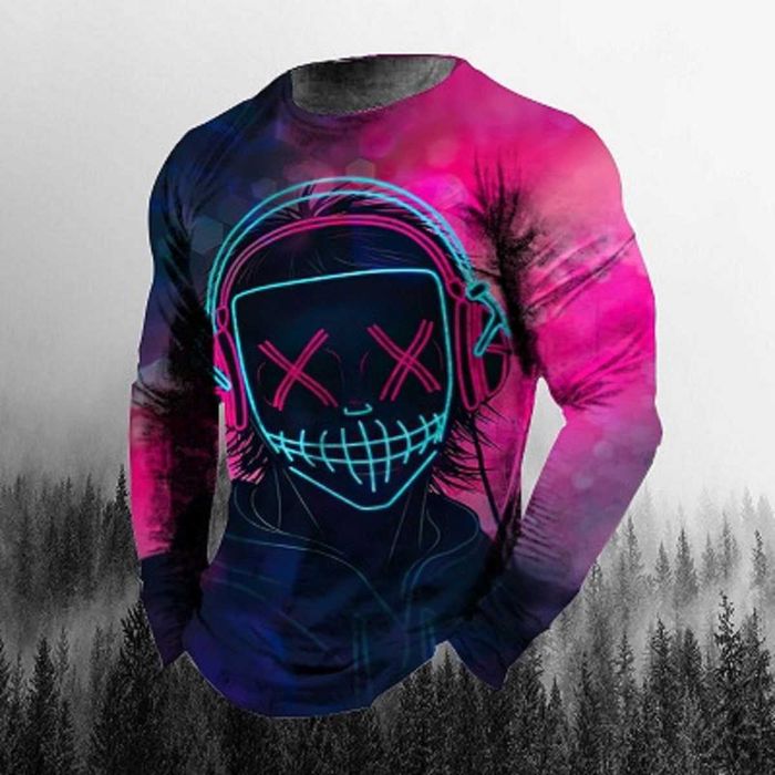 Лонгслив – футболка мужская с принтом из микрофибры