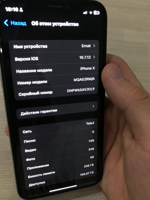 Iphone X/100%/256gb