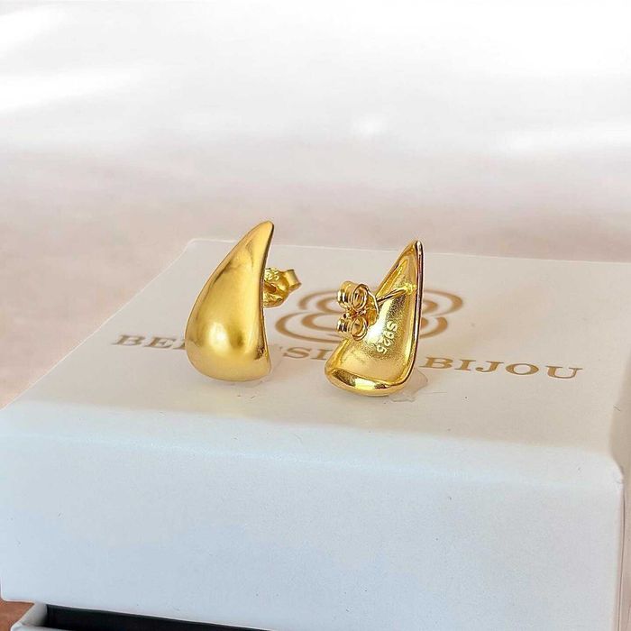 Дамски Сребърни Обеци с Позлата Водна Капка