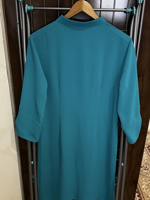 Платье голубое с поясом