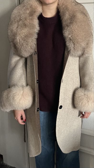 Палто от алпака , вълна и лисица