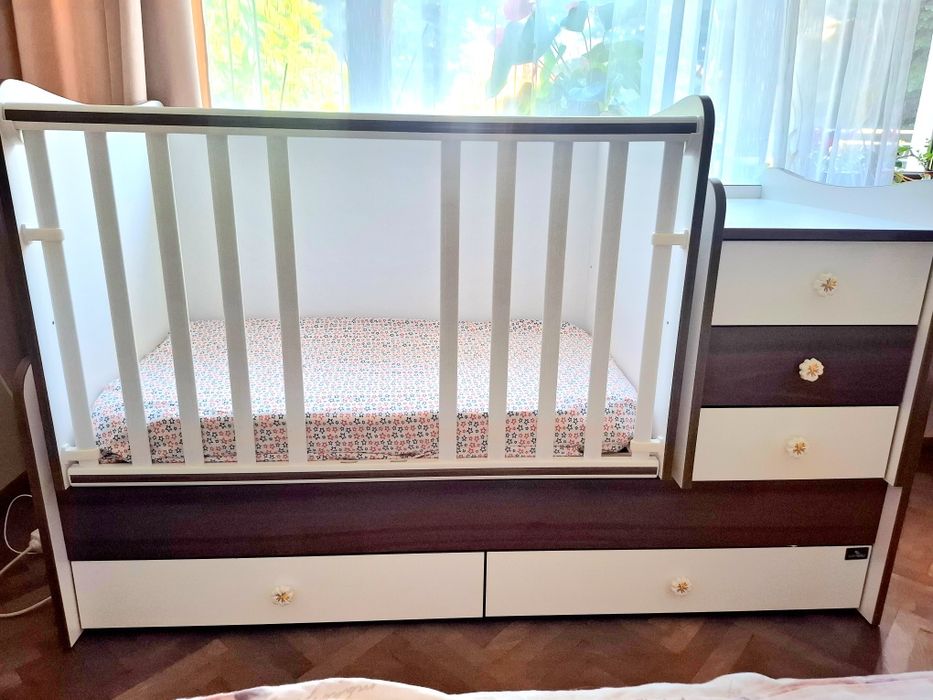 Детско легло Lorelli MAXI Plus БЯЛО/ОРЕХ