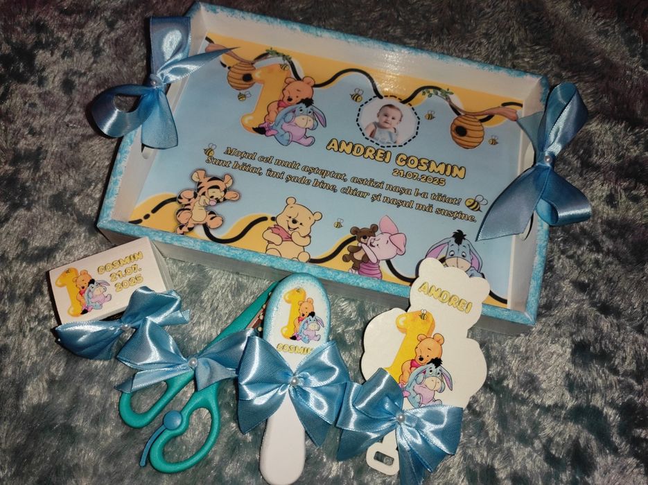 Set moț/turtă din 6 piese, bănuț din argint cadou