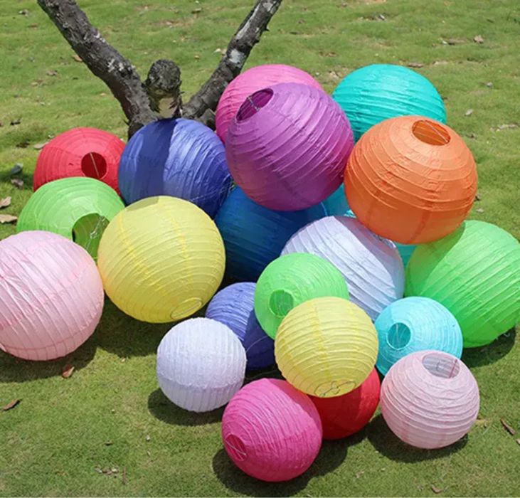 Китайский фонарь белый, розовый, зеленый