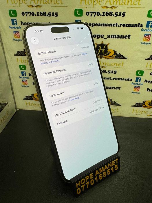 Hope Amanet P3 Iphone 15 Pro Max / 256 gb / 90% Baterie