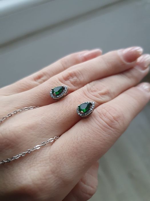 Set argint cercei + colier