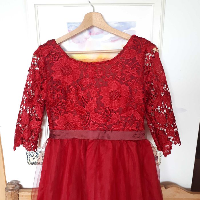 Rochie de seara dantela rosu rosie burgund marimea 38