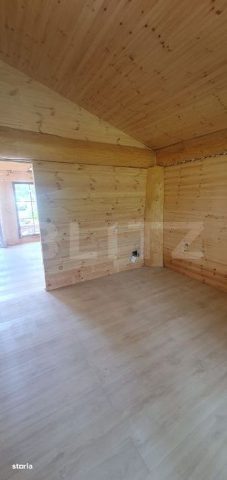 Casa moderna din lemn 3 camere, 60 mp, utilata, mobilata, zona Plaiu S