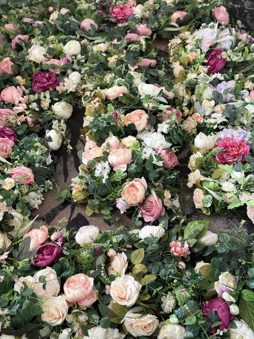 Vand covor flori artificiale pe plasa