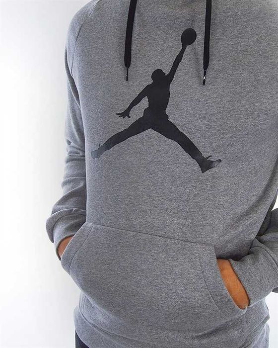 НОВ 100 % оригинален сив памучен суичър суитчър NIKE AIR JORDAN размер L от САЩ