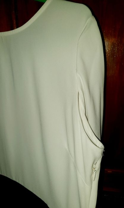 Rochie fete jersey alb cu negru