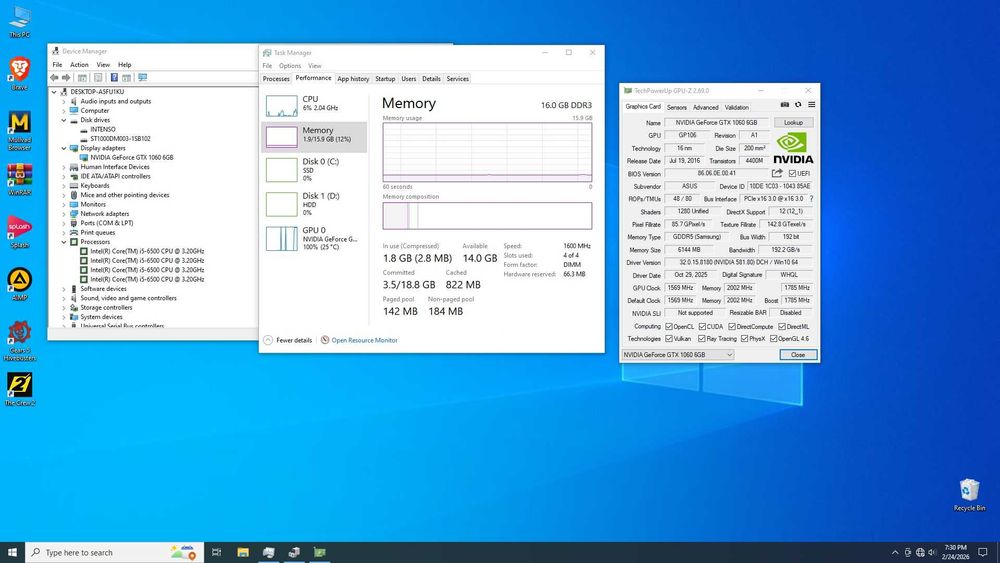 Unitate PC Intel Core i5-6500 16GB DDR3 Asus GTX 1060 6GB
