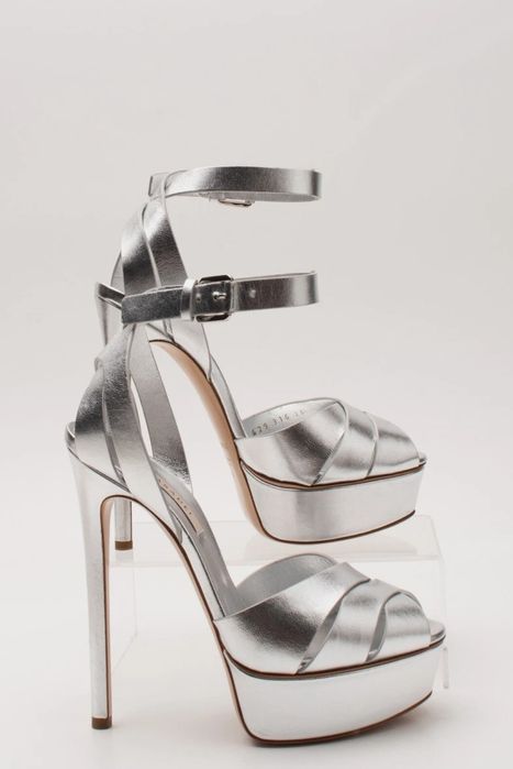 Sandale piele Casadei argintii