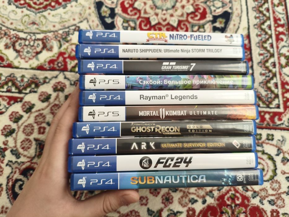 Диски на ПС5 и ПС4 в отличном состояние .  Один диск 10 тысяч тенге