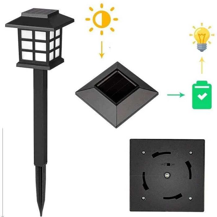 Комплект от 6 броя соларни LED лампи с форма на къщичка за двор и градина