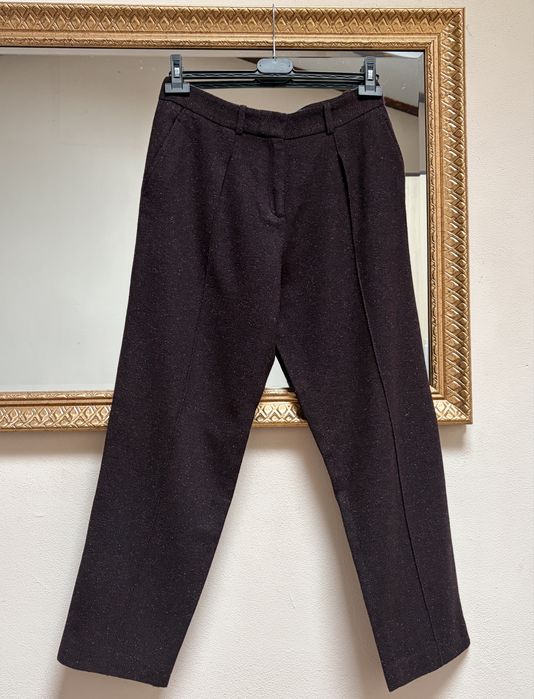 A.P.C., premium, 55% lână, pantaloni groși, texturați, vișiniu