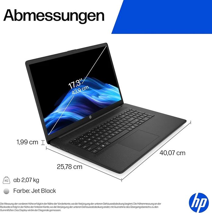 Laptop HP cu ecran FHD de 17,3", procesor AMD Ryzen 5 7520U, 8 GB RAM