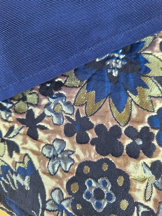 Rochie de Ocazie/Cocktail Elegantă Albastru Marin și Brocart Auriu
