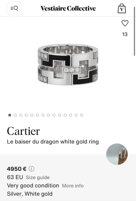 INEL AUR alb 18K - CARTIER - "Le Baiser du Dragon" + Diamante - 20g !